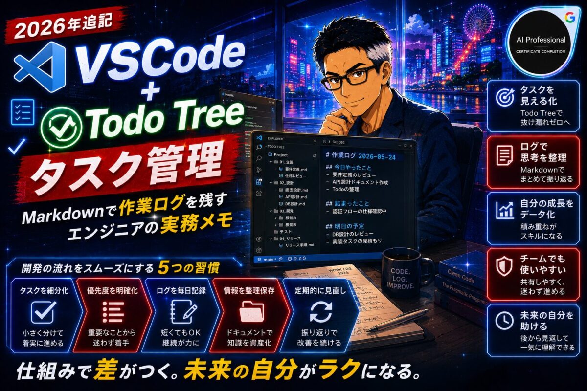 VSCode＋Todo Treeでタスク管理｜Markdownで作業ログを残すエンジニアの実務メモ【2026年追記】