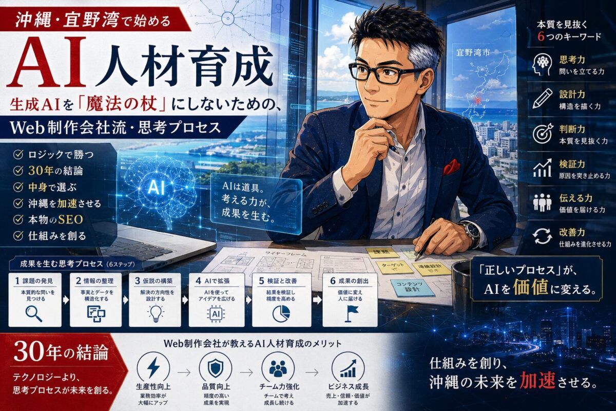 沖縄・宜野湾で始めるAI 人材 育成。生成AIを「魔法の杖」にしないための、Web制作会社流・思考プロセス