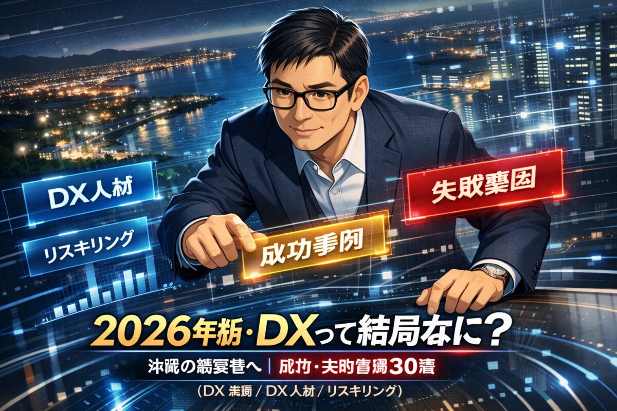 【2026年版】DXって結局なに?沖縄の経営者へ。成功・失敗事例30選(DX沖縄/DX人材/リスキリング)