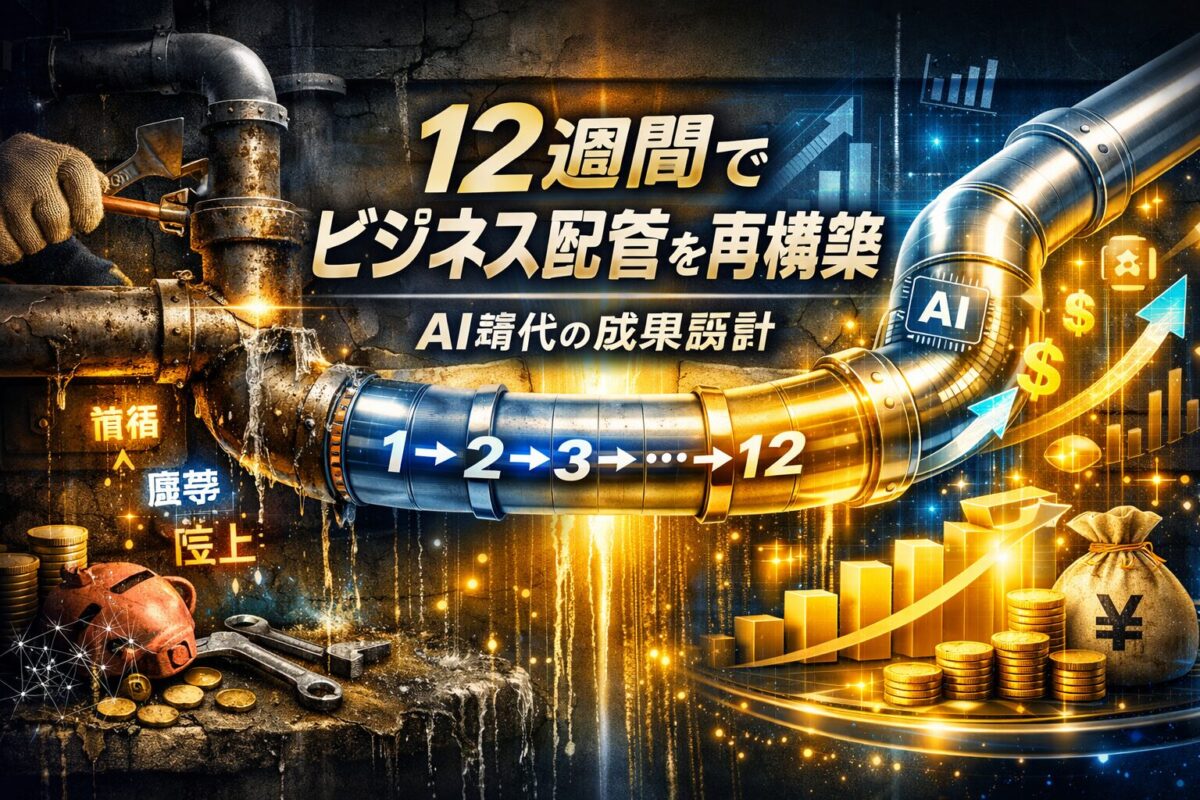 12週間でビジネスの「配管」を繋ぎ直す:AI時代に中小企業が生き残るための『成果を生み出す設計』完全ガイド