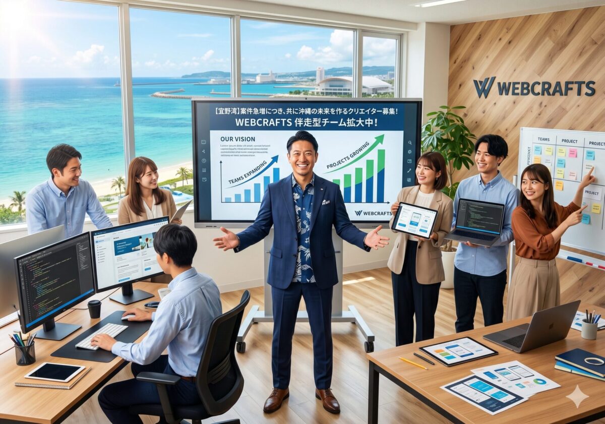 【宜野湾】案件急増につき、共に沖縄の未来を作るクリエイター募集!WEBCRAFTSが「伴走型チーム」を拡大する理由