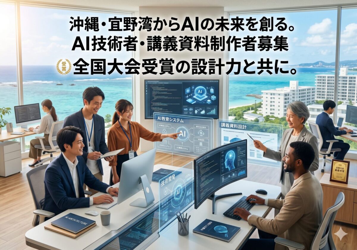 沖縄・宜野湾からAIの未来を創る。AI技術者・講義資料制作者募集|全国大会受賞の設計力と共に。