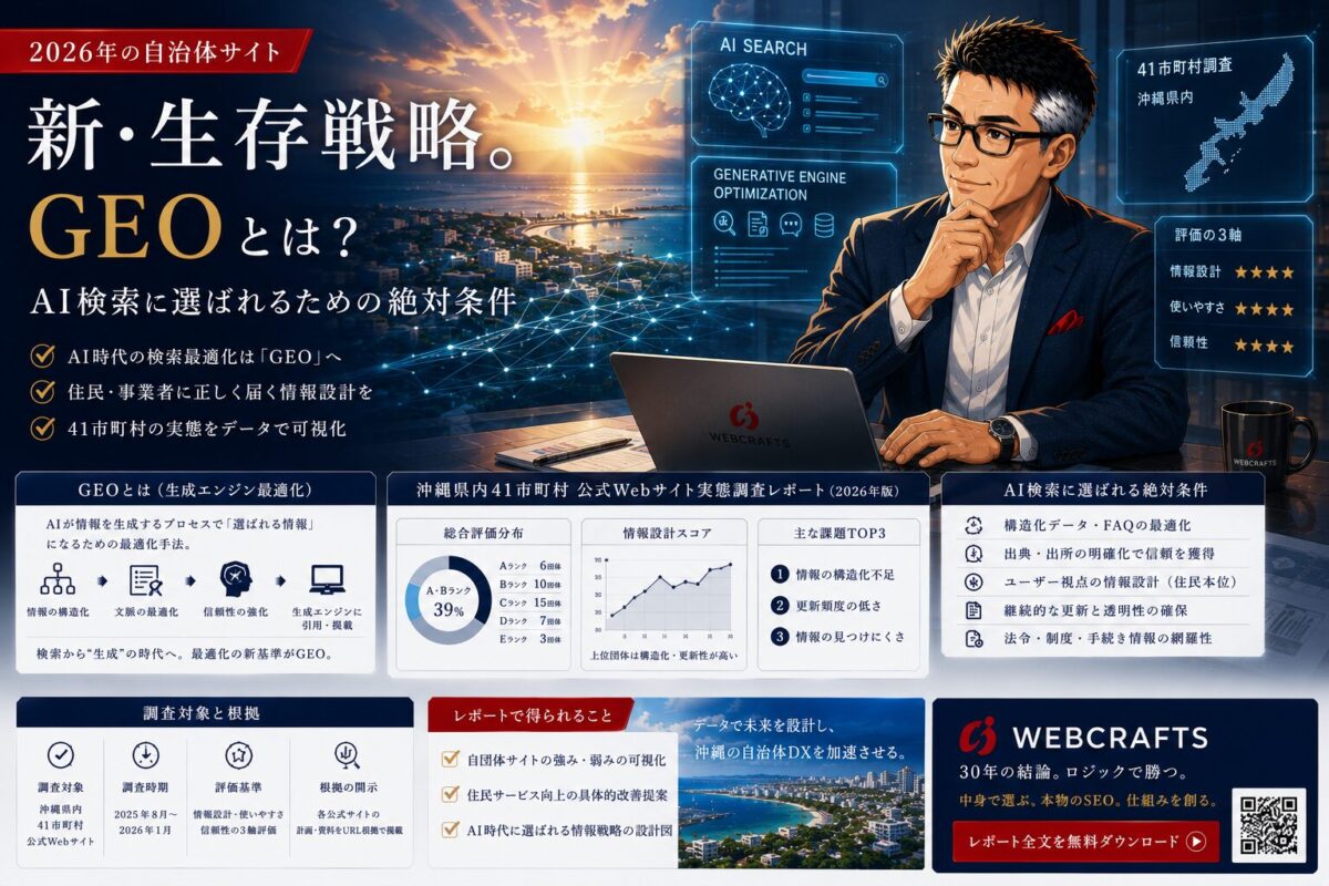 2026年の自治体サイト「新・生存戦略」。GEO(生成エンジン最適化)とは?AI検索に選ばれるための絶対条件
