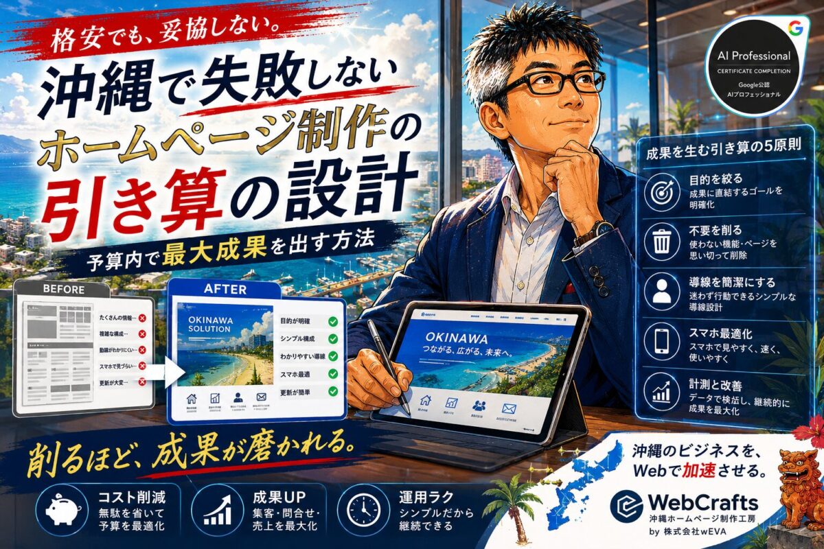 ホームページ制作 格安 沖縄でも失敗しない——予算内で最大成果を出す引き算の設計