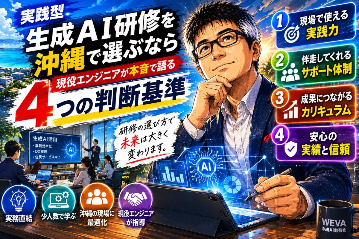 実践型生成AI研修を沖縄で選ぶ——現役エンジニアが本音で語る4つの判断基準