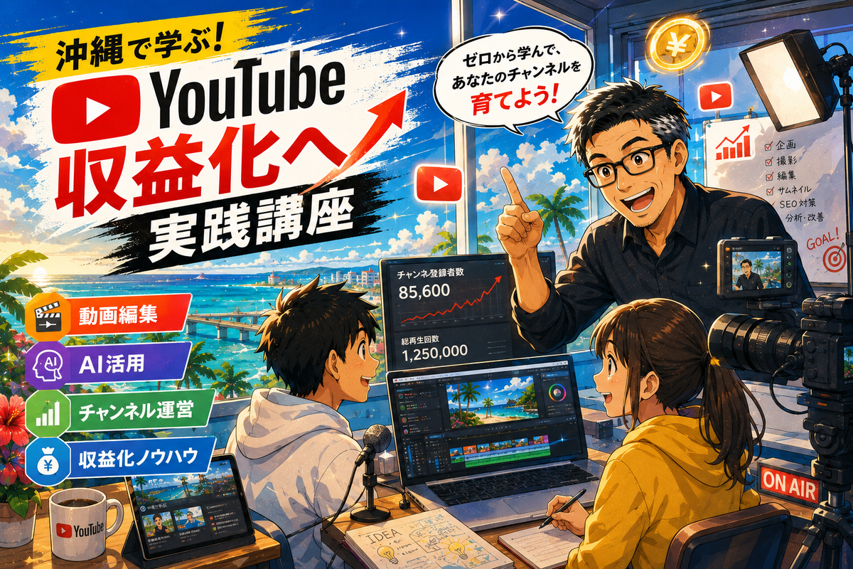 YouTube収益化を目指す実践講座を沖縄で開催｜動画編集・AI・チャンネル運営まで